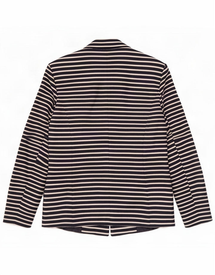 Oasis Damen 1-Knopf-Blazerjacke UK 8 Small Marineblau gestreift Polyester
