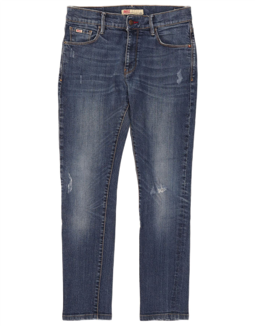 Rifle Damen Distressed Slim Jeans W30 L28 Blaue Baumwolle