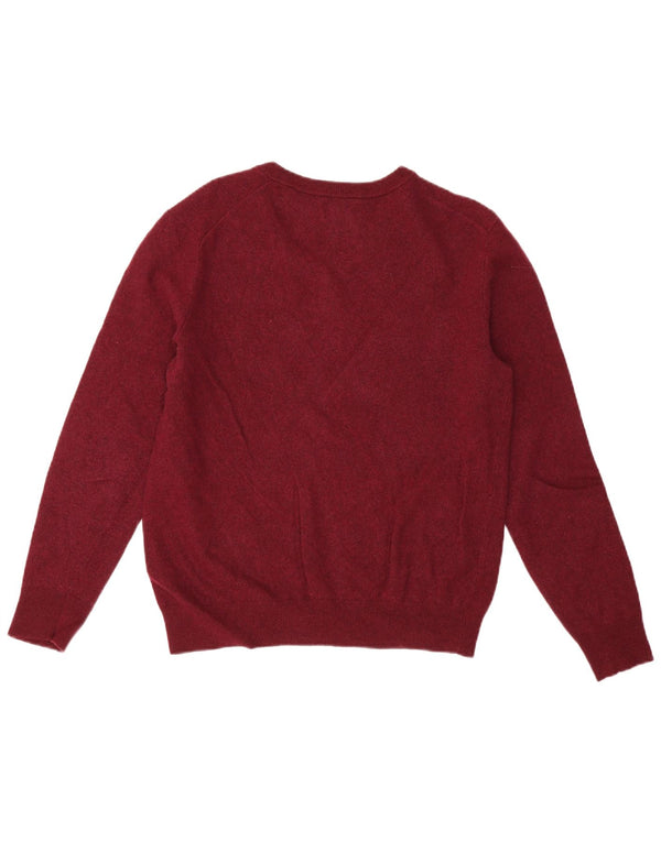 Gant Damen-Pullover mit V-Ausschnitt, UK 14, Größe L, bordeauxrote Lammwolle