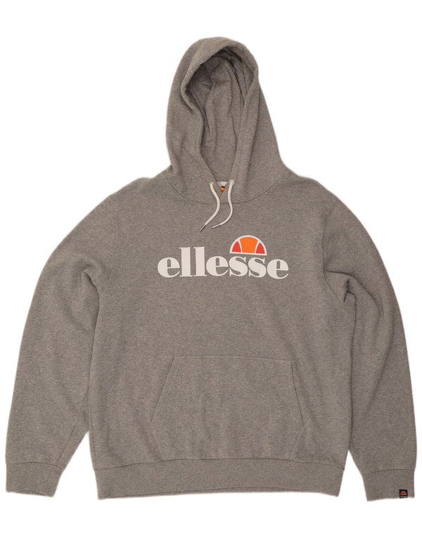 ELLESSE Herren-Kapuzenpullover mit Grafik, XL, graue Baumwolle