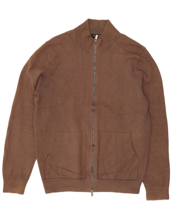 Massimo Dutti Herren-Strickjacke, groß, braune Viskose
