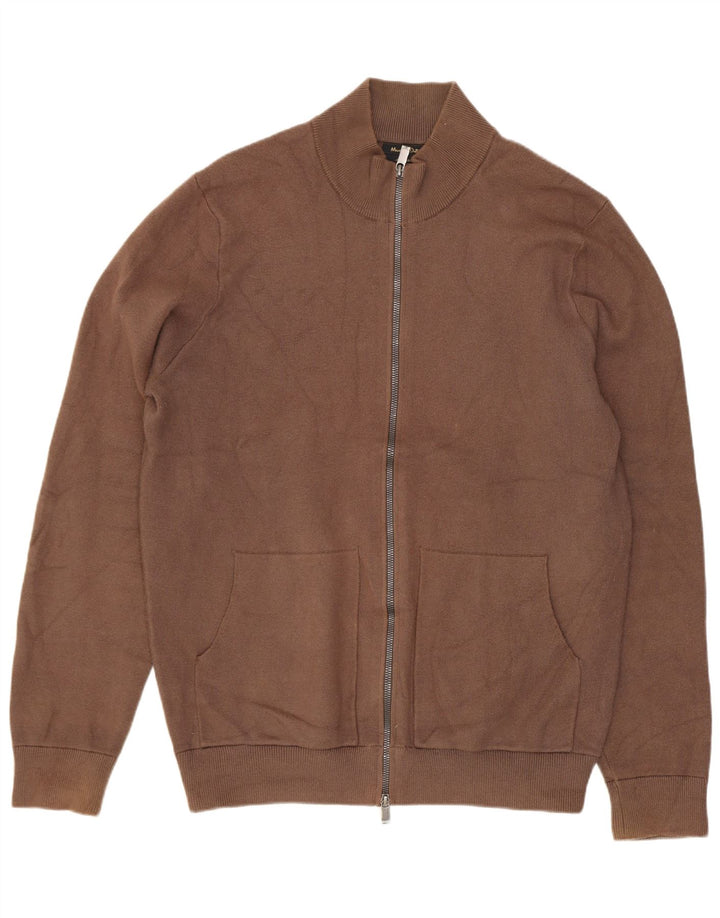 Massimo Dutti Herren-Strickjacke, groß, braune Viskose