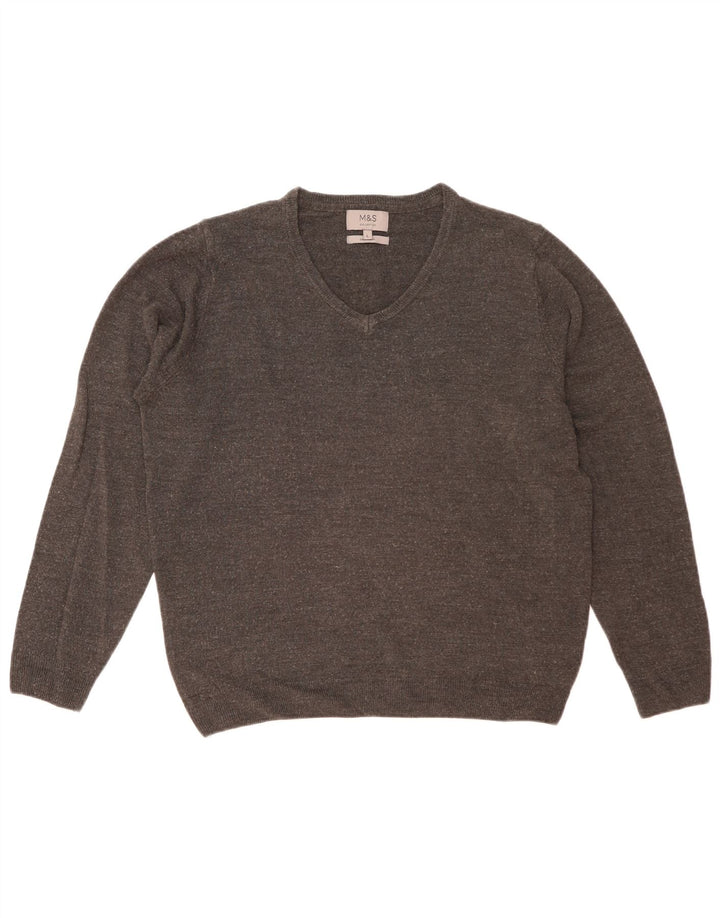 Marks & Spencer Herren-Pullover mit V-Ausschnitt, groß, Acryl, Grau