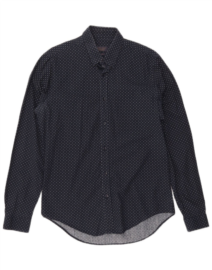 ZARA Herren Slim Fit Hemd Medium Marineblau Geometrisch