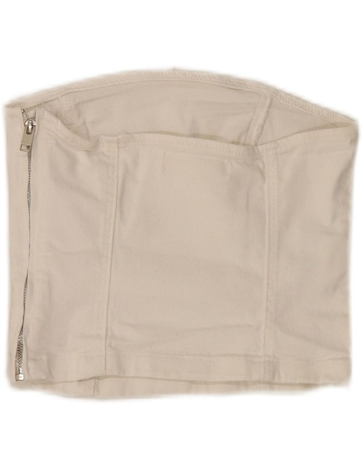 Mango Damen Korsett Top UK 4 XS Weiße Baumwolle