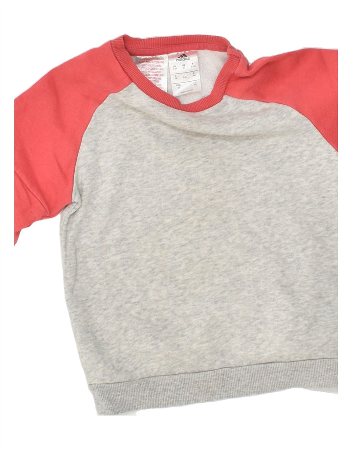 ADIDAS Girls Sweatshirt Jumper 2-3 Years Grey Colourblock Cotton | Vintage Adidas | Thrift | Second-Hand Adidas | Used Clothing | Messina Hembry 