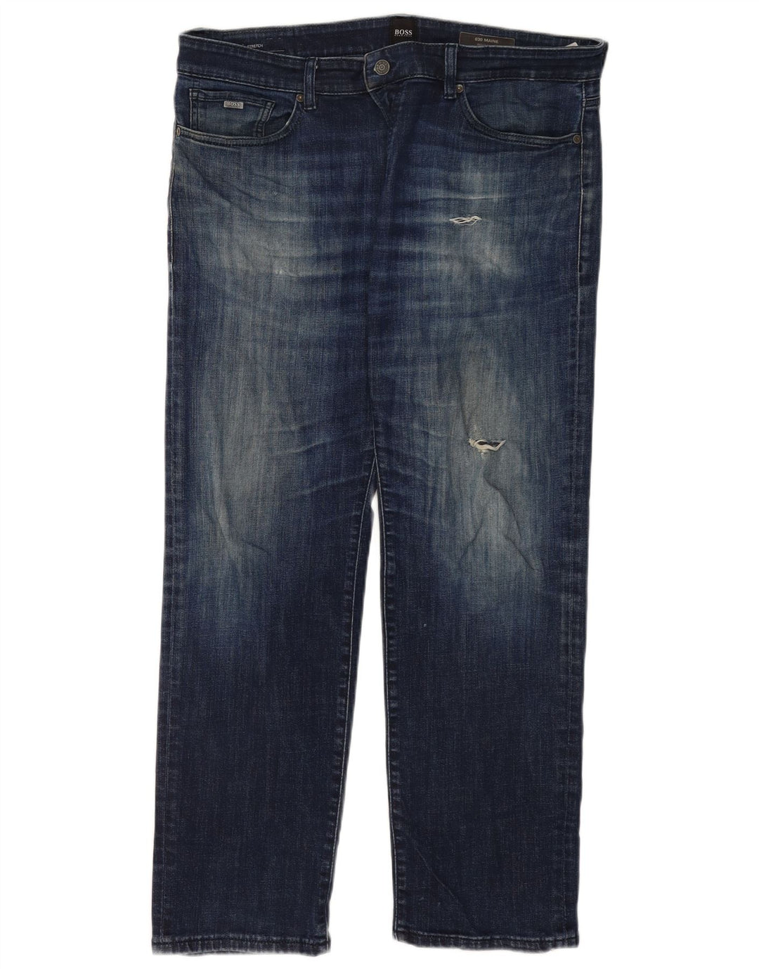 Hugo Boss Damen Regular Straight Jeans W36 L32 Blaue Baumwolle