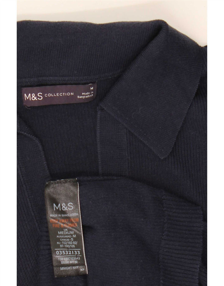 Marks & Spencer Damen Poloshirt UK 12 Medium Marineblau Baumwolle