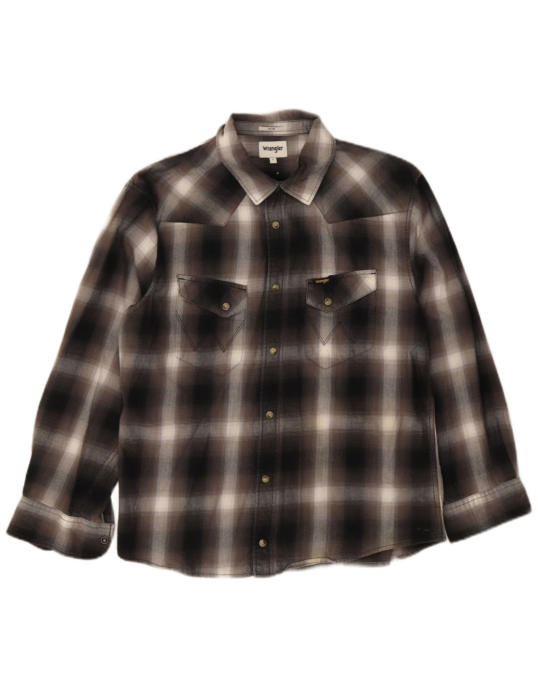 Wrangler Slim-Hemd für Herren, groß, schwarz, kariert, Baumwolle