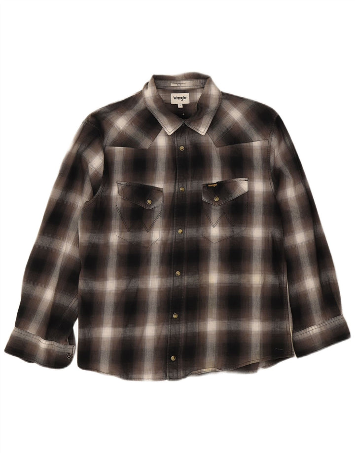 Wrangler Slim-Hemd für Herren, groß, schwarz, kariert, Baumwolle
