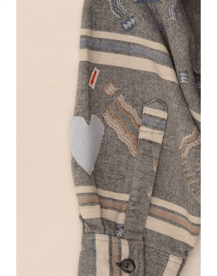 Vintage Herren Flanellhemd groß grau gestreift