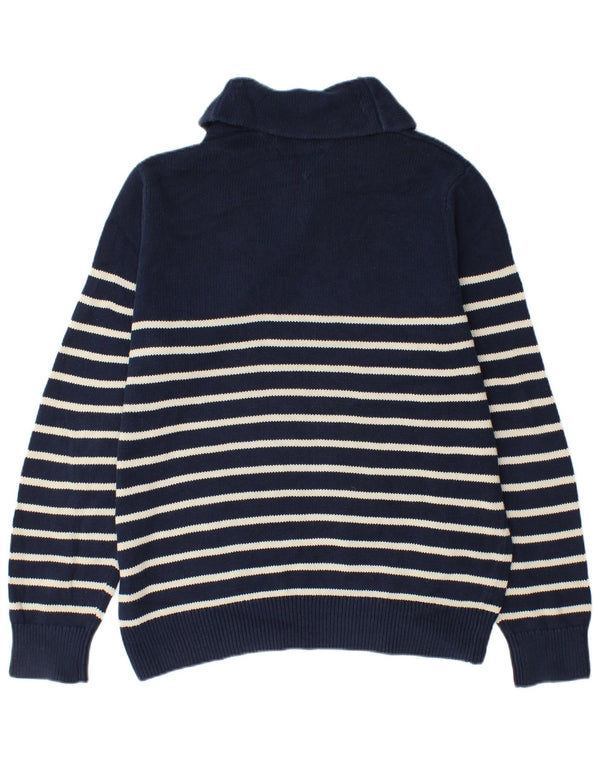 Tommy Hilfiger Herren-Pullover mit Schalkragen, groß, Marineblau gestreift