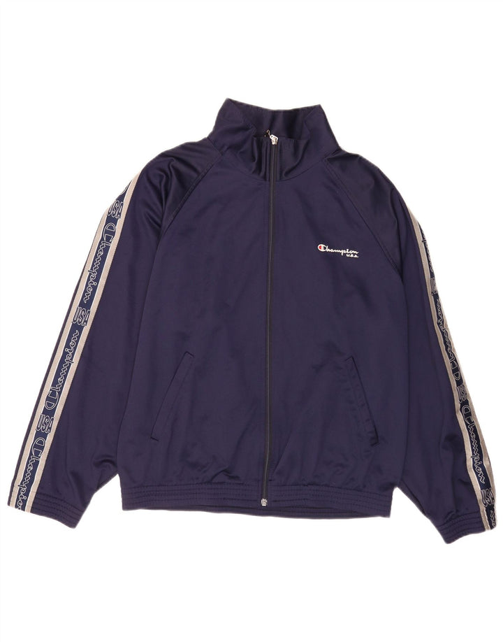 Champion Herren-Trainingsanzugoberteil mit Grafik, Größe S, Marineblau, Polyester