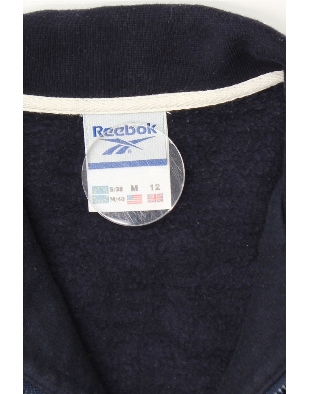 Reebok Damen-Sweatshirt mit Reißverschluss am Hals, UK 12, mittelmarineblau, Baumwolle