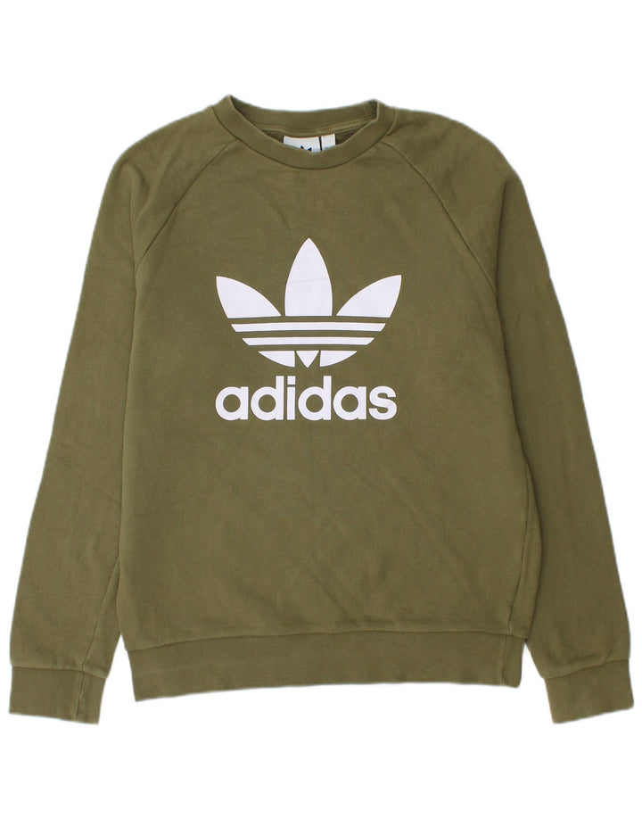 Adidas Herren Grafik Sweatshirt Pullover Small Khaki Baumwolle