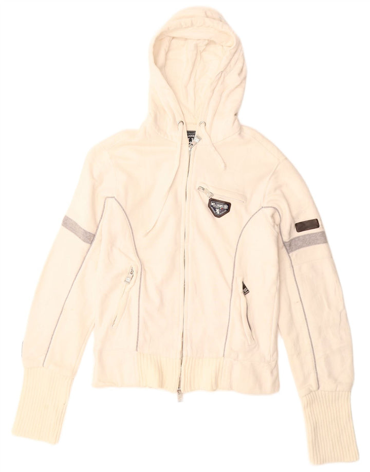 Williams Wilson Damen-Kapuzenpullover mit Reißverschluss, UK 12, Mittelweiß, Farbblock