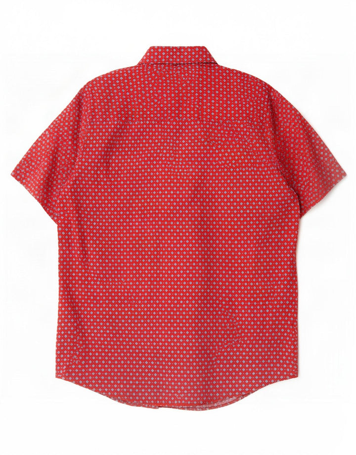 Wrangler Herren-Kurzarmhemd, groß, rot, geometrisch, Baumwolle