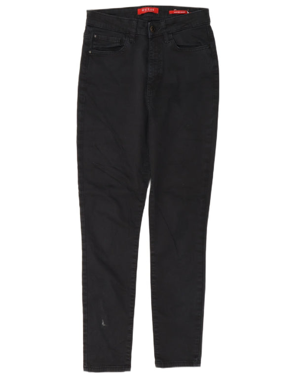 Guess Damen-Jeans mit hohem Bund, Röhrenjeans, W27, L27, schwarze Baumwolle
