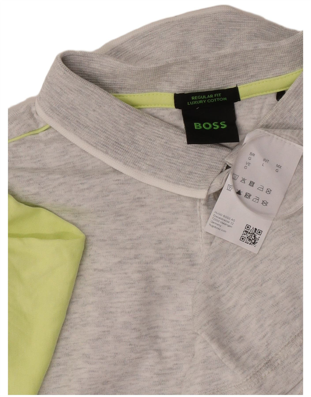 Hugo Boss Herren-Poloshirt mit normaler Passform, große graue Colourblock-Baumwolle