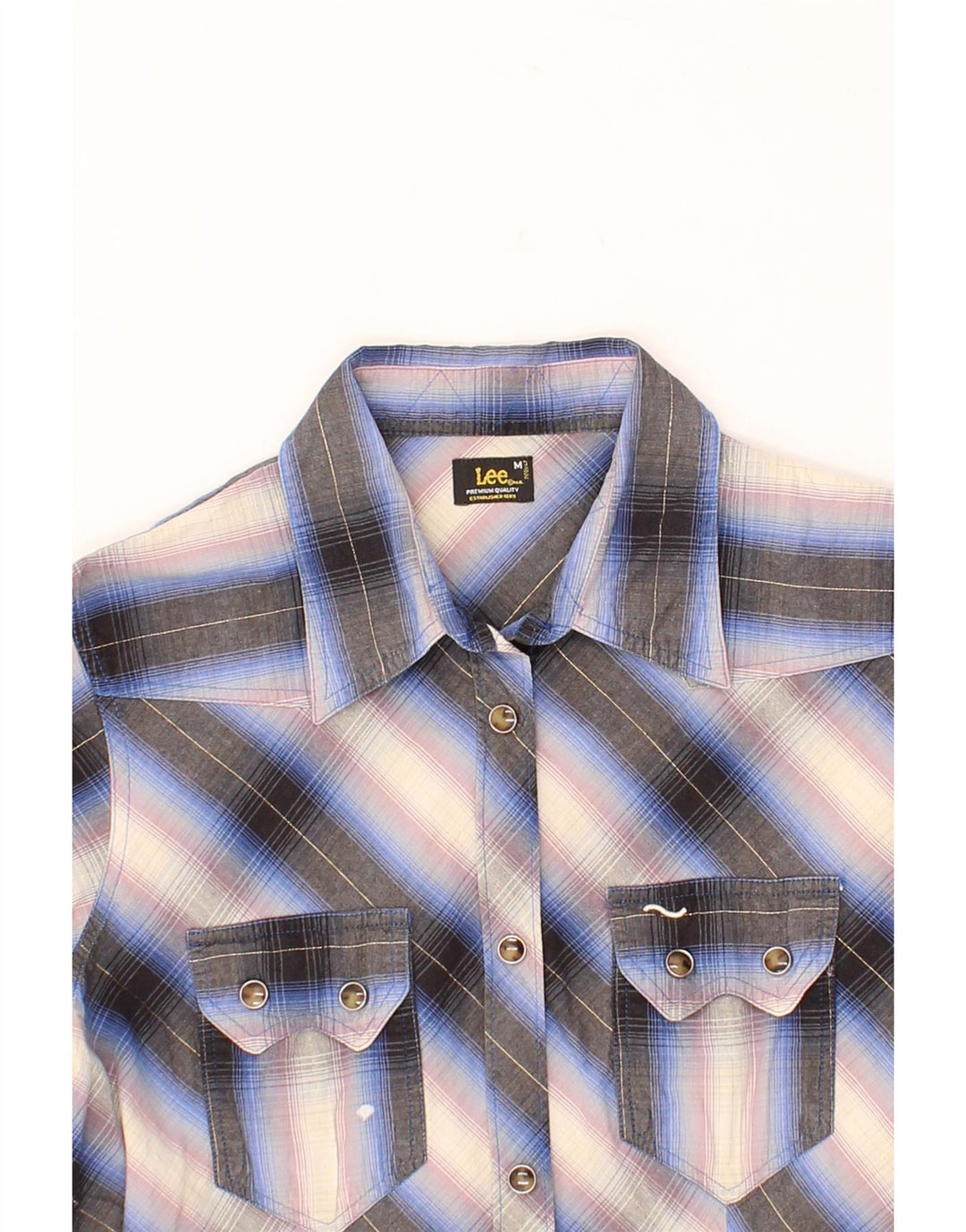 LEE Womens Short Sleeve Shirt UK 12 Medium Blue Check Cotton Vintage Lee and Second-Hand Lee from Messina Hembry 