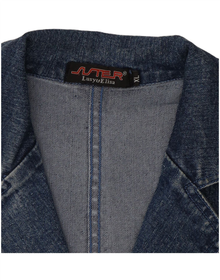 ASTER Womens Denim 3 Button Blazer Jacket UK 18 XL Blue Cotton