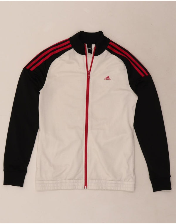 Adidas Mädchen-Trainingsanzug-Top-Jacke, 14–15 Jahre, weißes Colourblock-Polyester