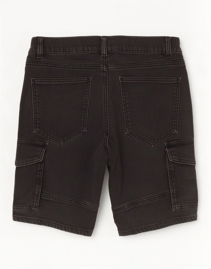 Zara Herren Cargo Denim Shorts EU 42 Large W32 Graue Baumwolle