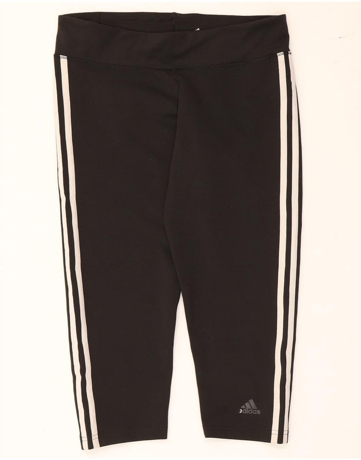 ADIDAS Damen Climalite Capri Leggings UK 12/14 Medium Schwarz Polyester