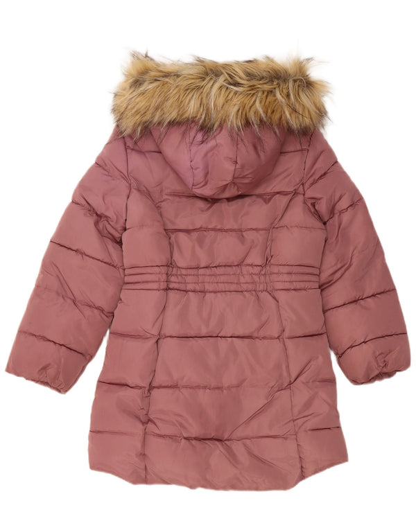 Dkny Girls Hooded Padded Coat 10-11 Years Medium Pink Polyester