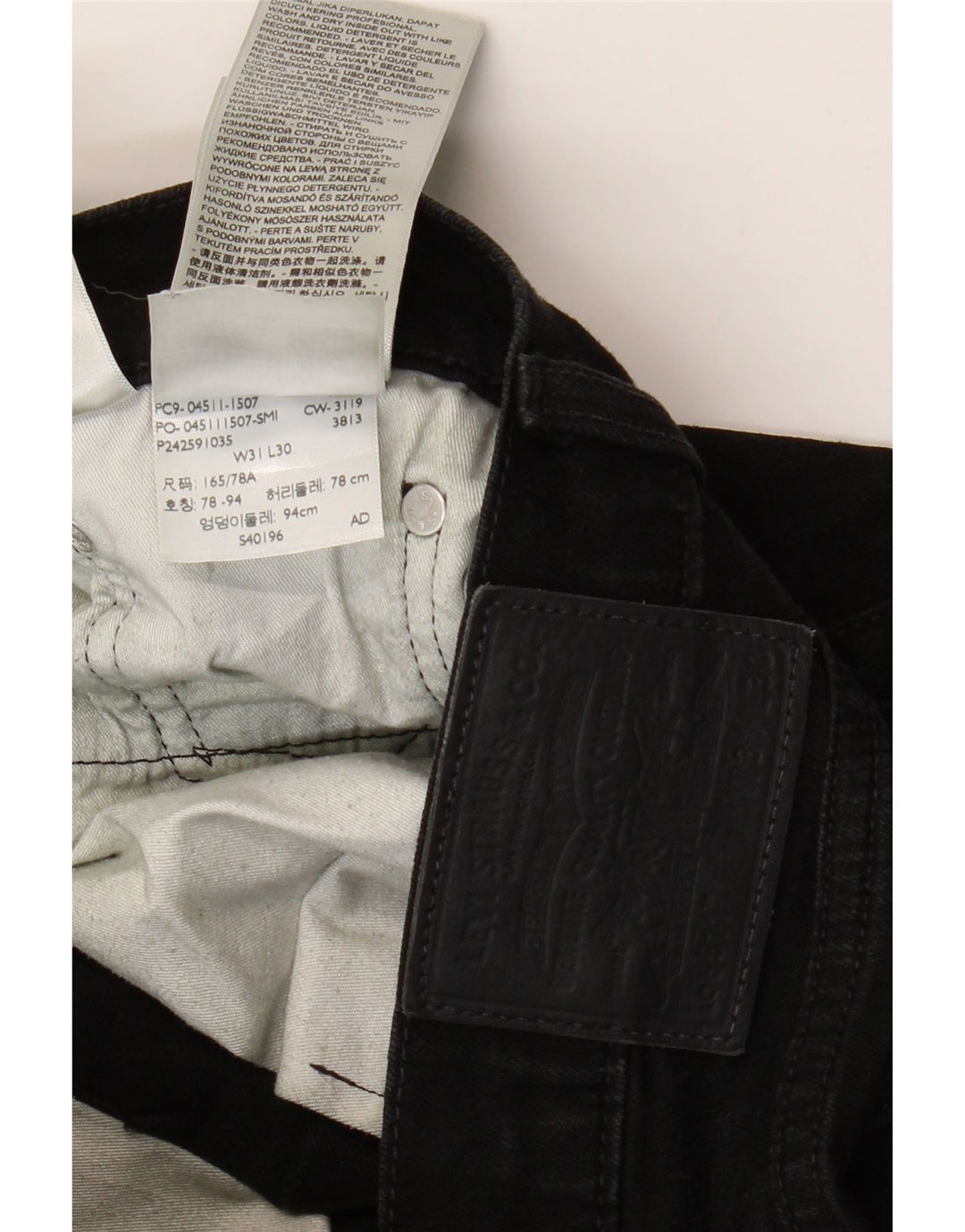 LEVI'S Herren 511 Slim Jeans W31 L30 Schwarze Baumwolle