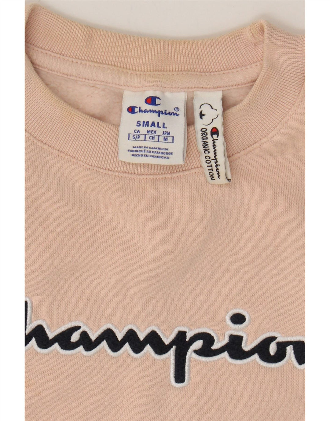CHAMPION Womens Oversized Graphic Sweatshirt Jumper UK 10 Small Pink Vintage Champion and Second-Hand Champion from Messina Hembry 