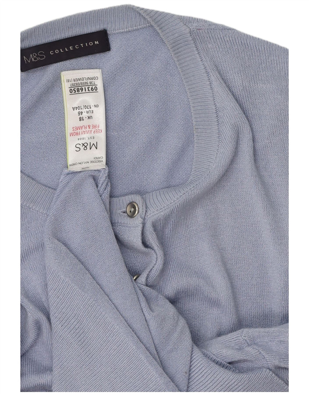 MARKS & SPENCER Damen-Strickjacke in Übergröße, Gr. 18, XL, blaue Viskose
