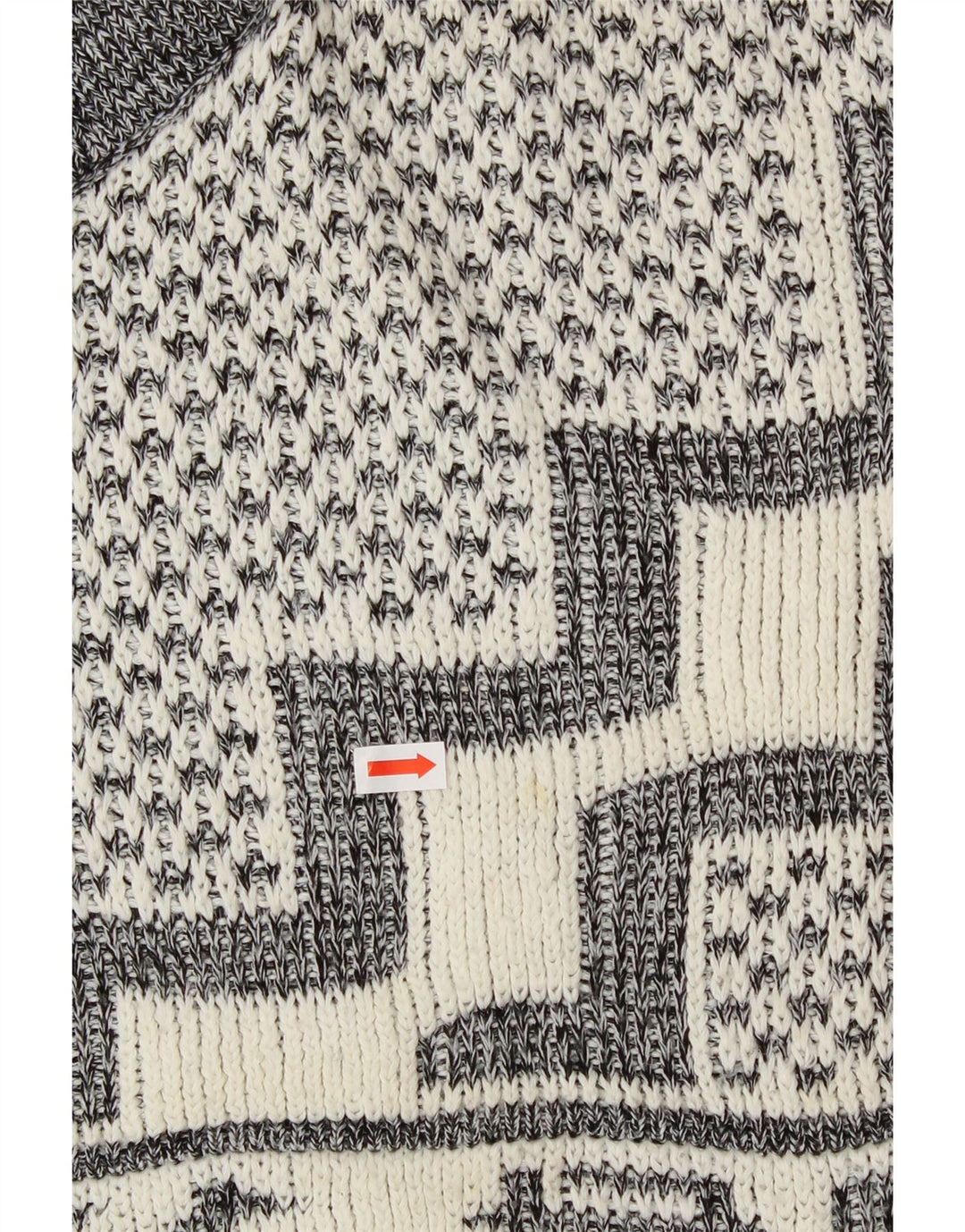 VINTAGE Mens Turtle Neck Jumper Sweater Medium White Geometric Acrylic Vintage Vintage and Second-Hand Vintage from Messina Hembry 