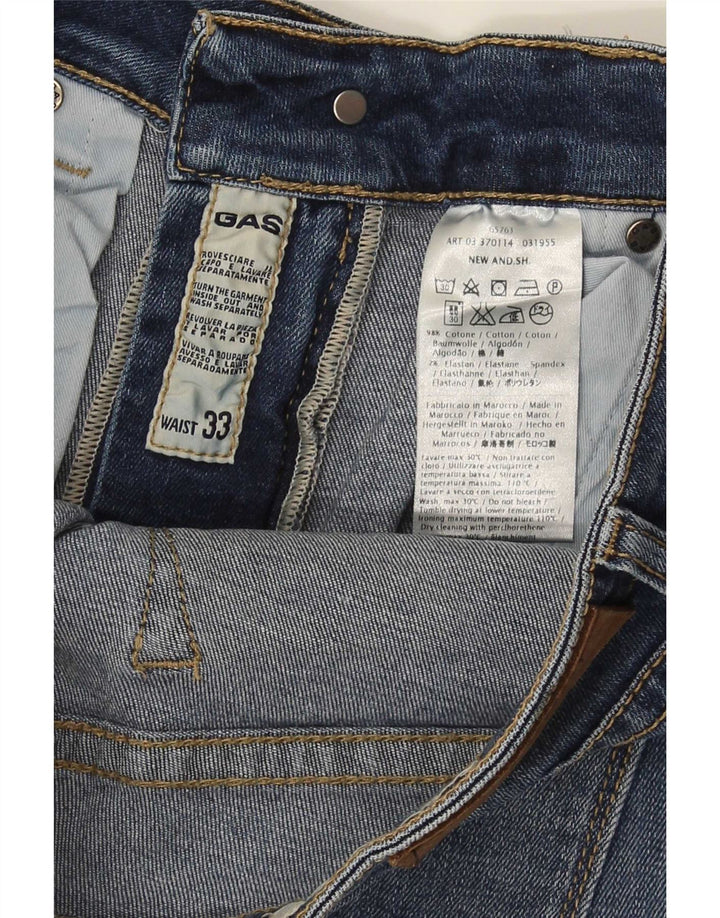 Gas Herren Jeansshorts W33 mittelblaue Baumwolle