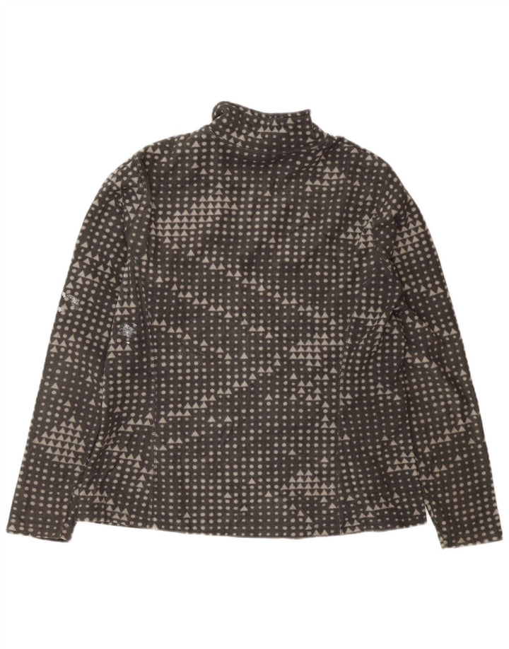 Eddie Bauer Damen Fleecejacke UK 14 Mittelgraues geometrisches Polyester