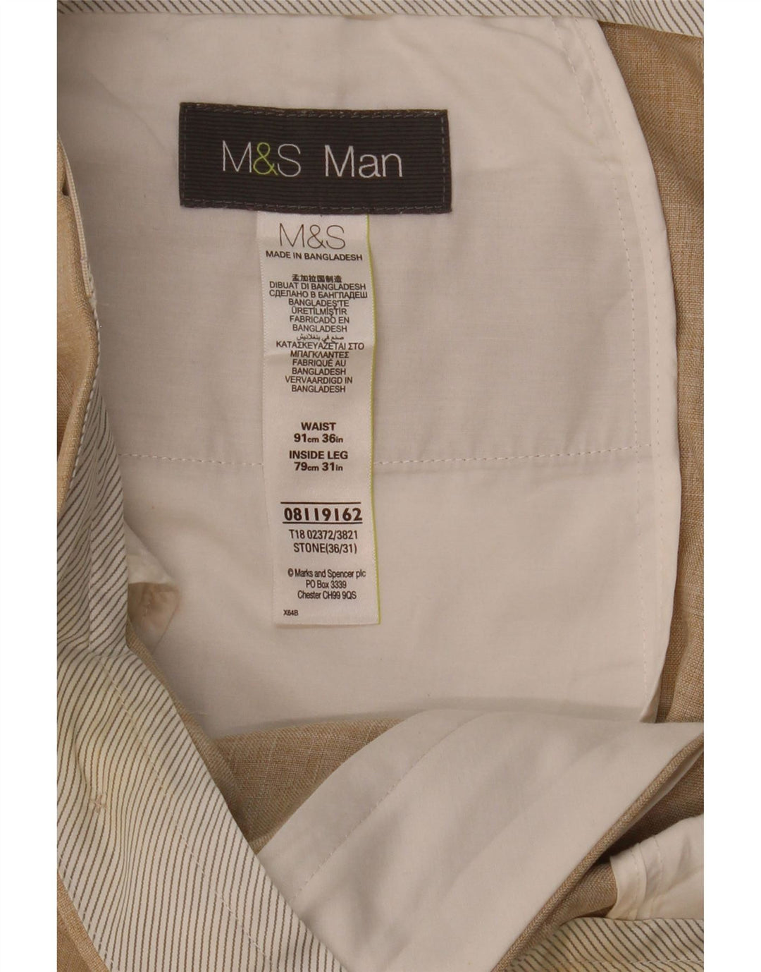 MARKS & SPENCER Gerade Herren-Anzughose W36 L31 Beige Polyester