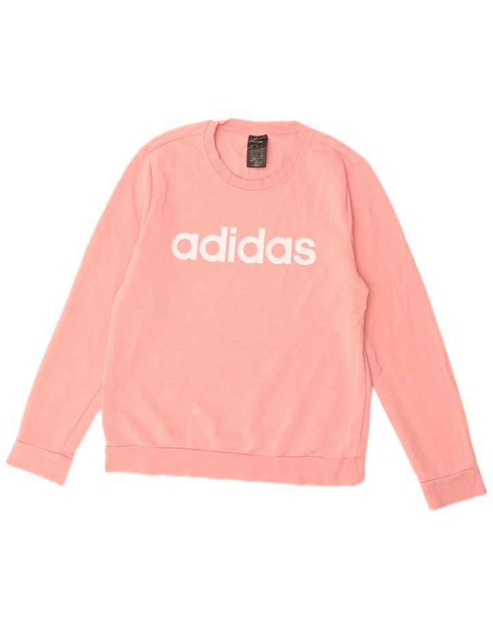 Adidas Damen Graphic Sweatshirt Pullover UK 12/14 Mittelrosa Baumwolle