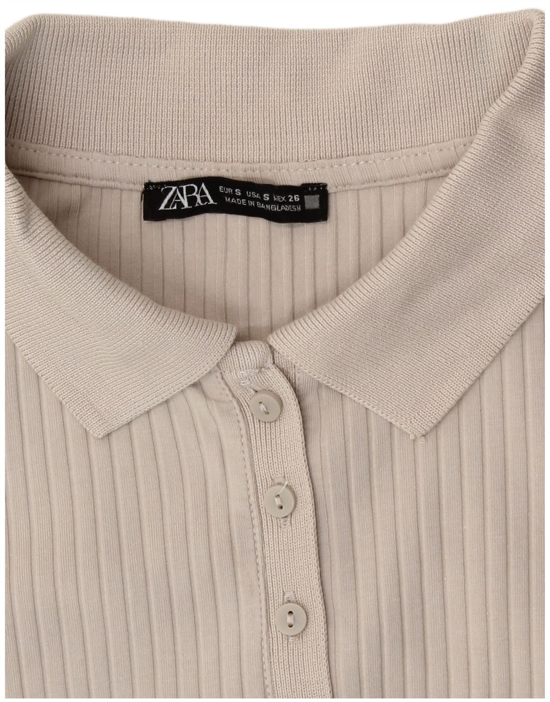 Langärmliger Damen-Body von Zara, Größe S, Beige, Baumwolle