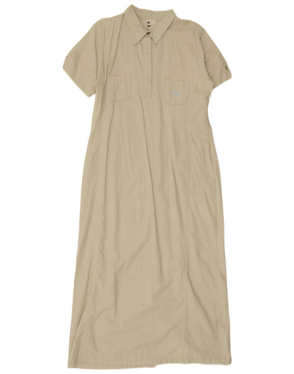 Astrolabio Damen Maxikleid IT 48 XL Beige Baumwolle