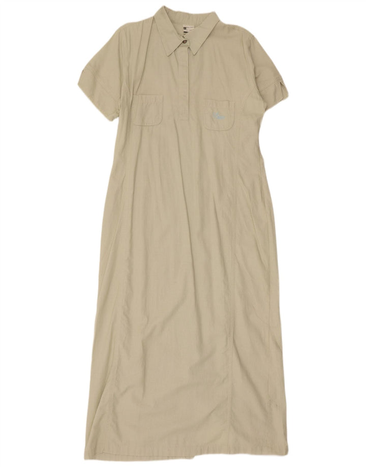 Astrolabio Damen Maxikleid IT 48 XL Beige Baumwolle