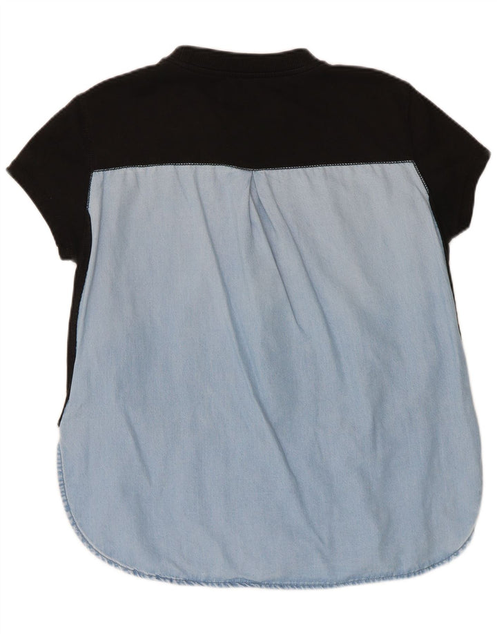 DIESEL Damen-Sweatshirt-Pullover UK 14 Mittelschwarzer Farbblock