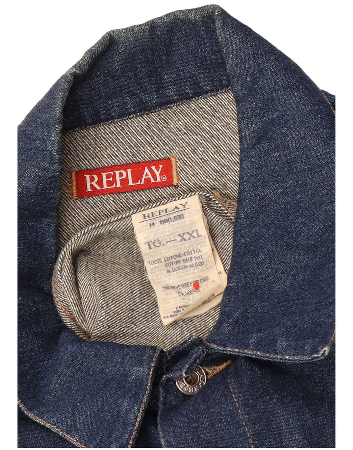Replay Herren Jeansjacke UK 44 2XL Marineblau Baumwolle