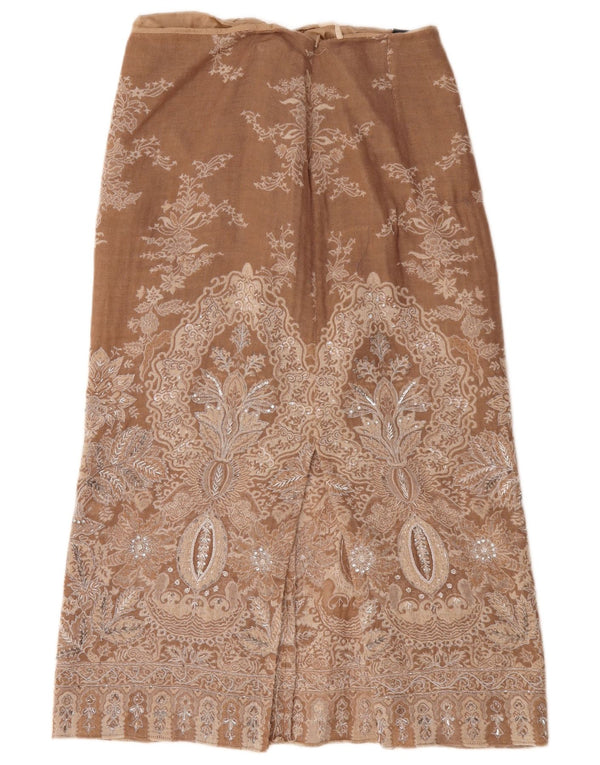 Luisa Spagnoli Damen Midirock IT 46 Large W32 Braune Paisley-Wolle