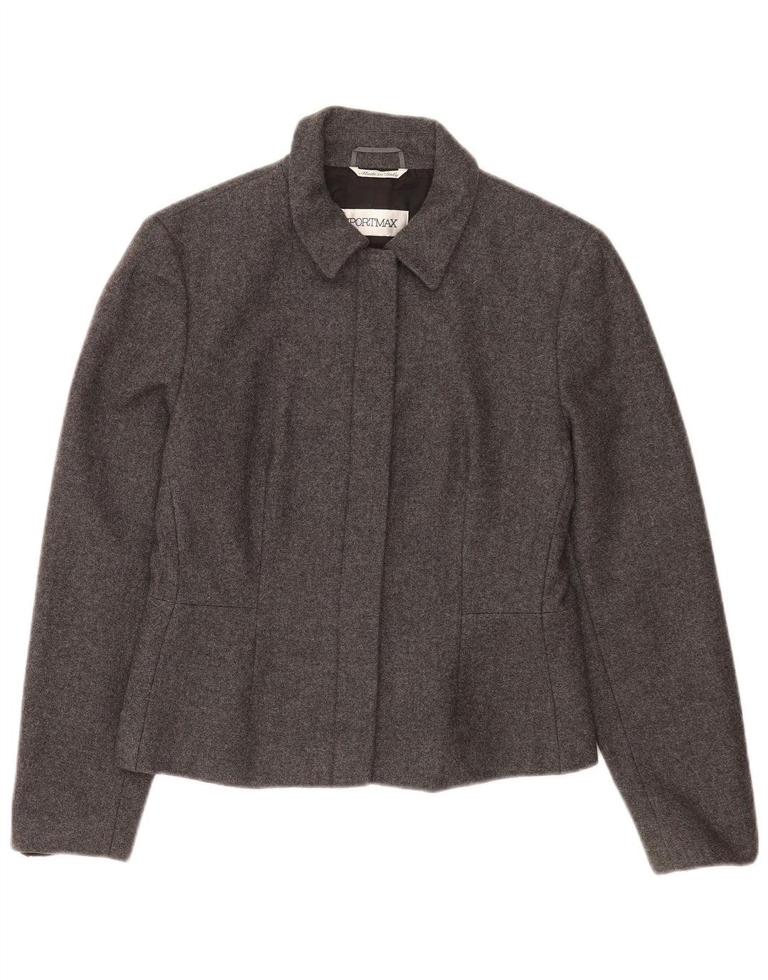 Sportmax Damen-Blazer-Jacke UK 12 Mittelgraue Woll-Klassiker