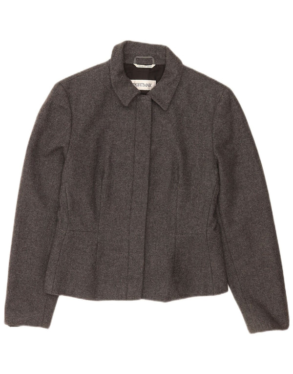 Sportmax Damen-Blazer-Jacke UK 12 Mittelgraue Woll-Klassiker