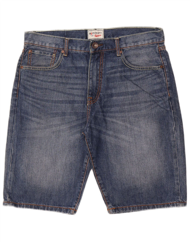 Peckott Herren Jeansshorts W33 mittelblaue Baumwolle