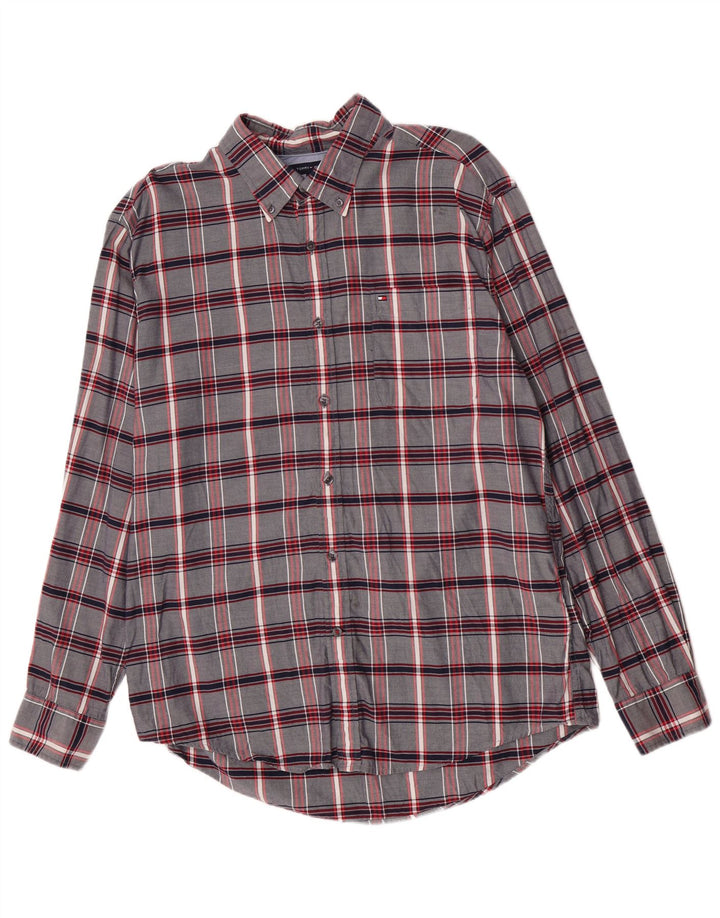 Tommy Hilfiger Herrenhemd XL, marineblau, kariert, Baumwolle