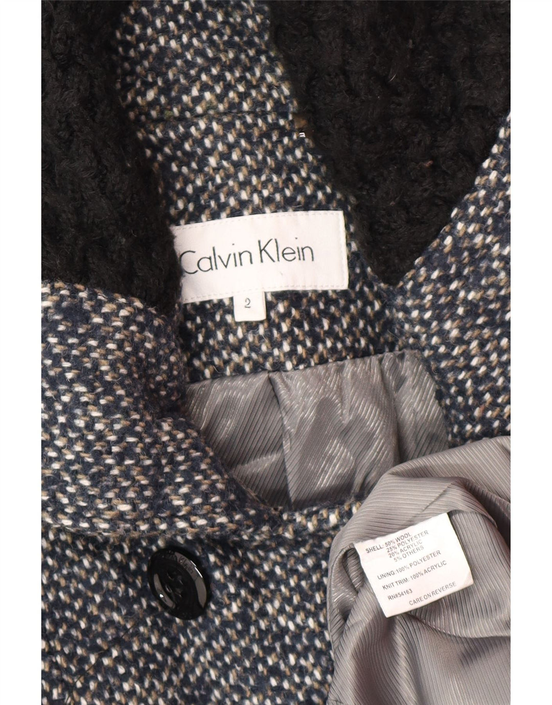 Calvin Klein Damen Trenchcoat US 2 XS Marineblaue Wolle