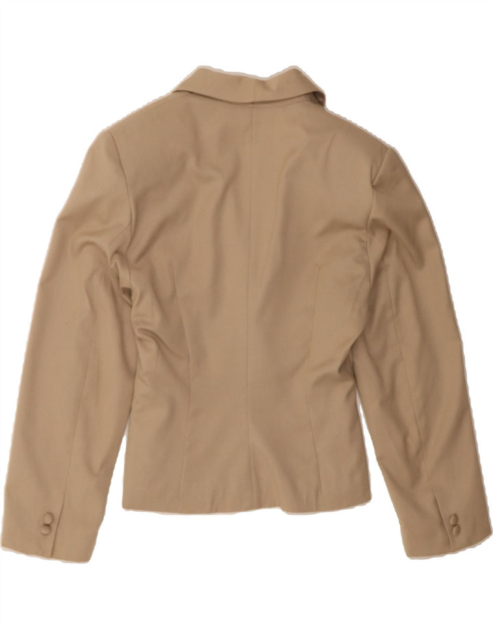 VINTAGE Womens Double Breasted Blazer Jacket IT 44 Medium Beige Viscose Vintage Vintage and Second-Hand Vintage from Messina Hembry 