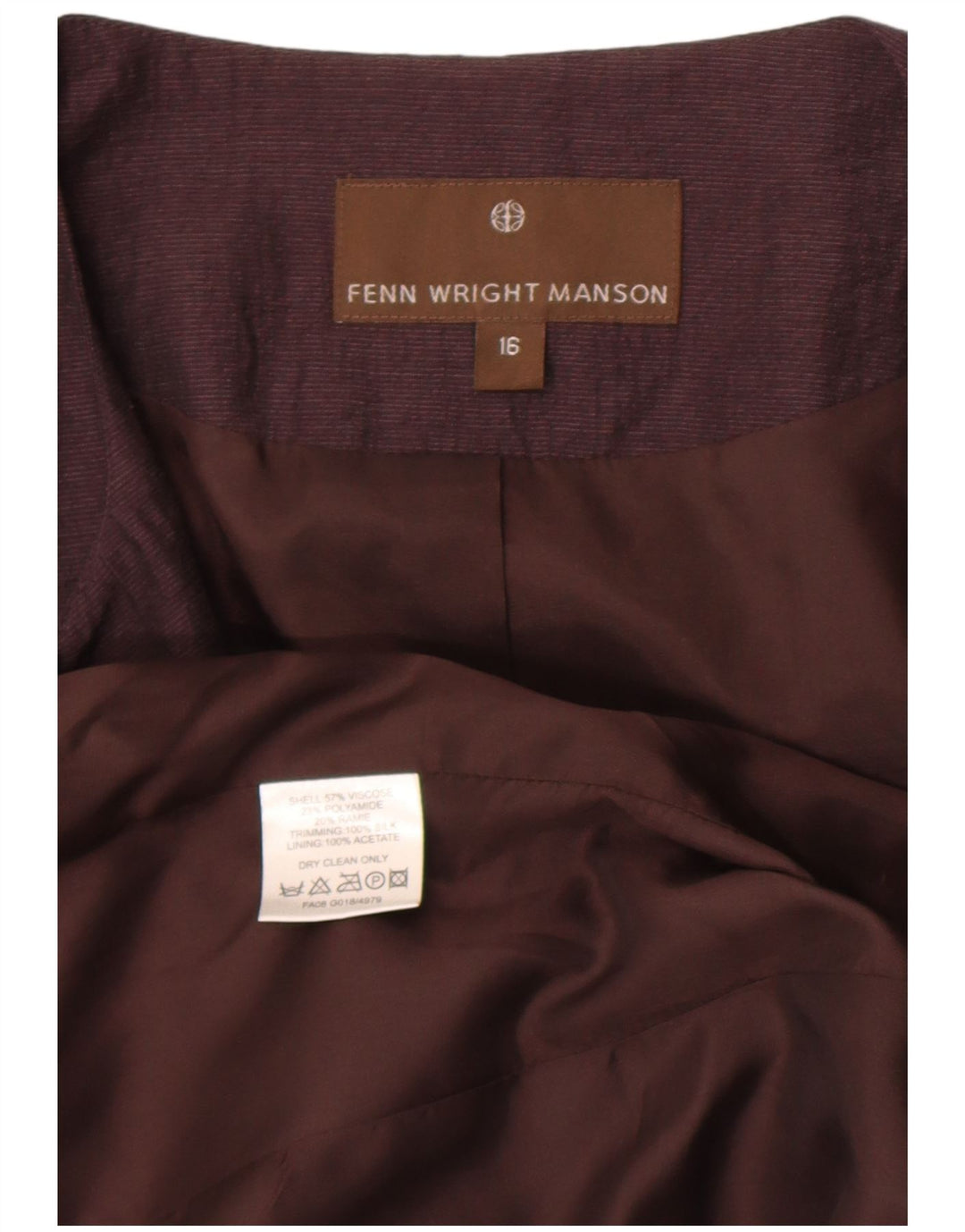 Fenn Wright Manson Damen-Blazerjacke mit 3/4-Ärmeln, UK 16, Größe L, Lila